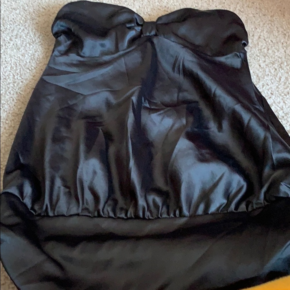 Black mini satin dress